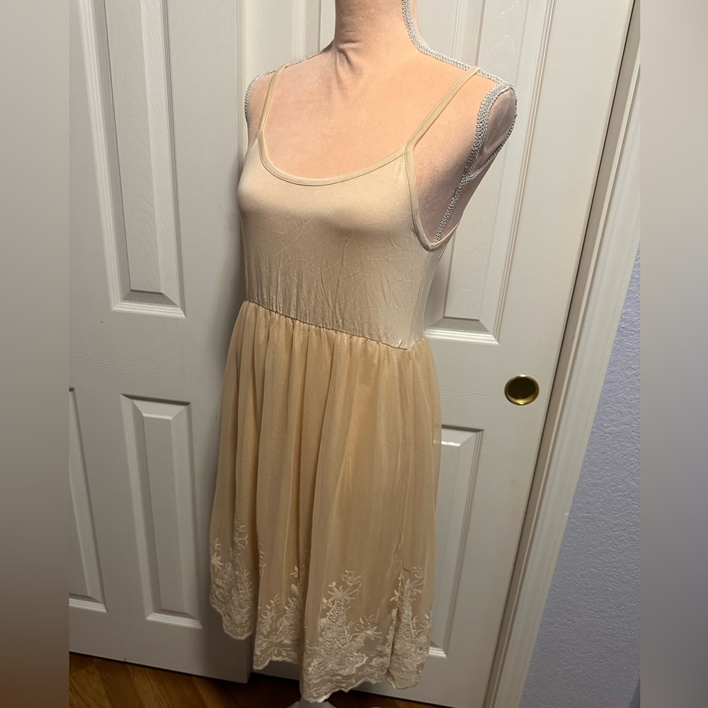 NWOT boutique nude lace slip dress